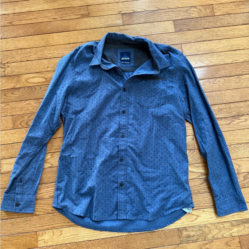 PrAna Men's Long Sleeve Cotton Button Shirt - Large